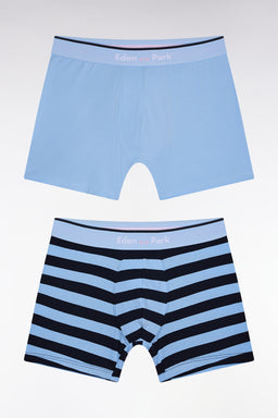 Lot de deux boxers en jersey de coton stretch ciel - Image 1