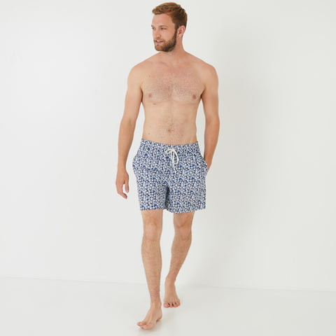 Short de bain motif fleuri bleu - Image 1