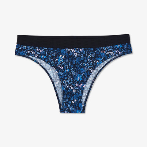 Culotte échancrée imprimé fleuri bleu foncé - Image 1