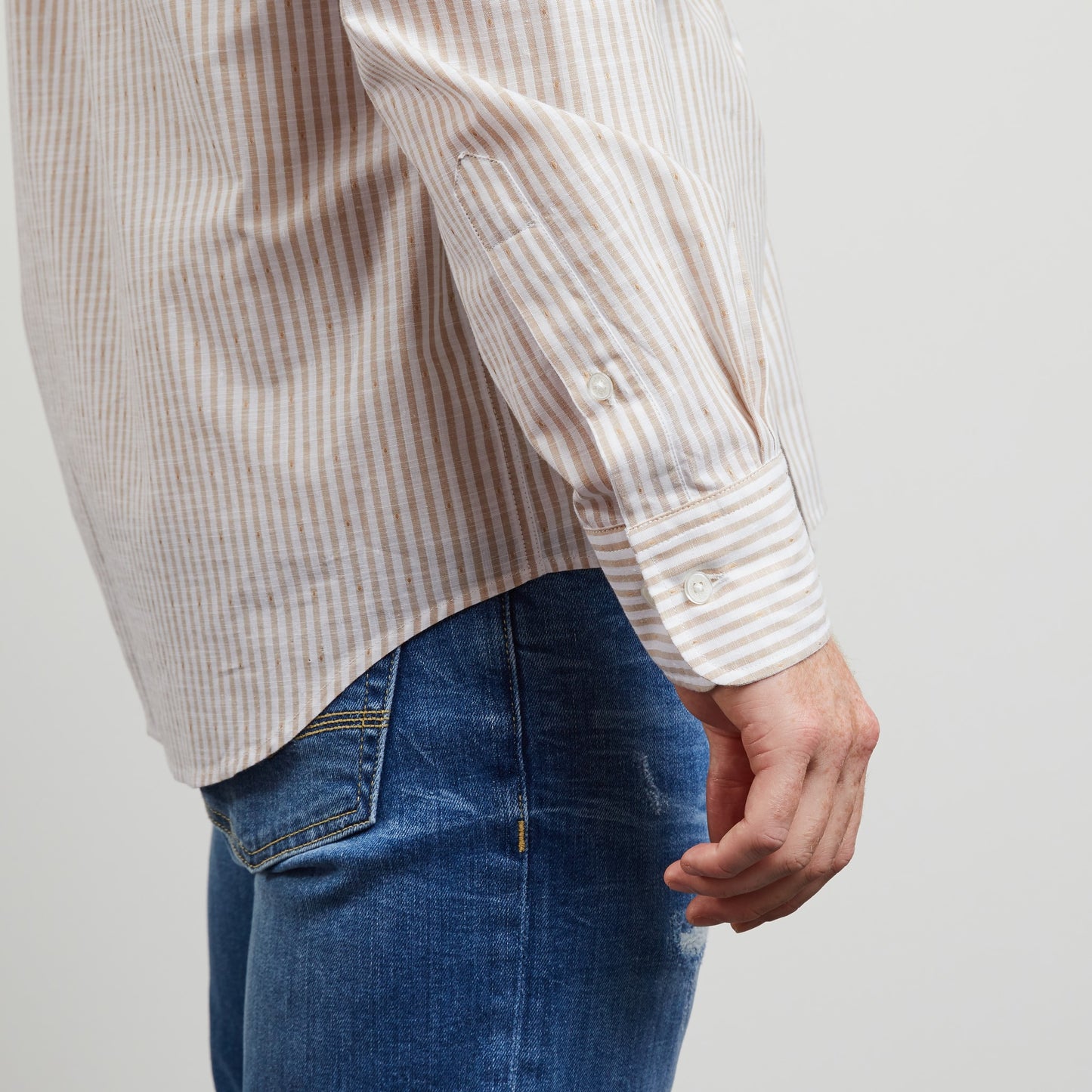 Striped beige cotton shirt