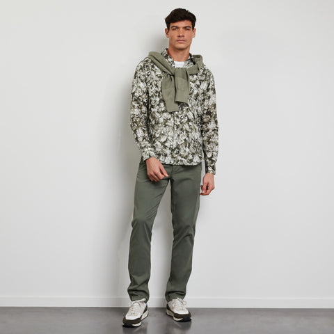 Khaki linen shirt with a floral print - Image 1
