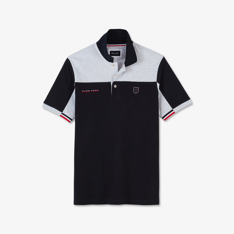 Polo color-block gris en coton piqué - Image 2