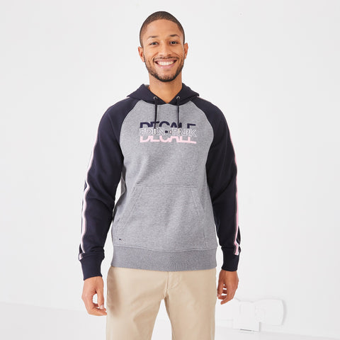 Sweatshirt gris à capuche en molleton bicolore - Image 1