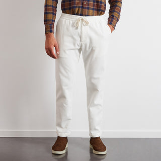 Pantalon chino velours élastiqué blanc