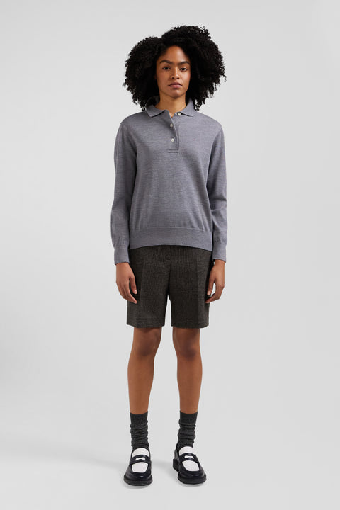 Pull femme col maillot en laine gris chiné coupe Regular - Image 1