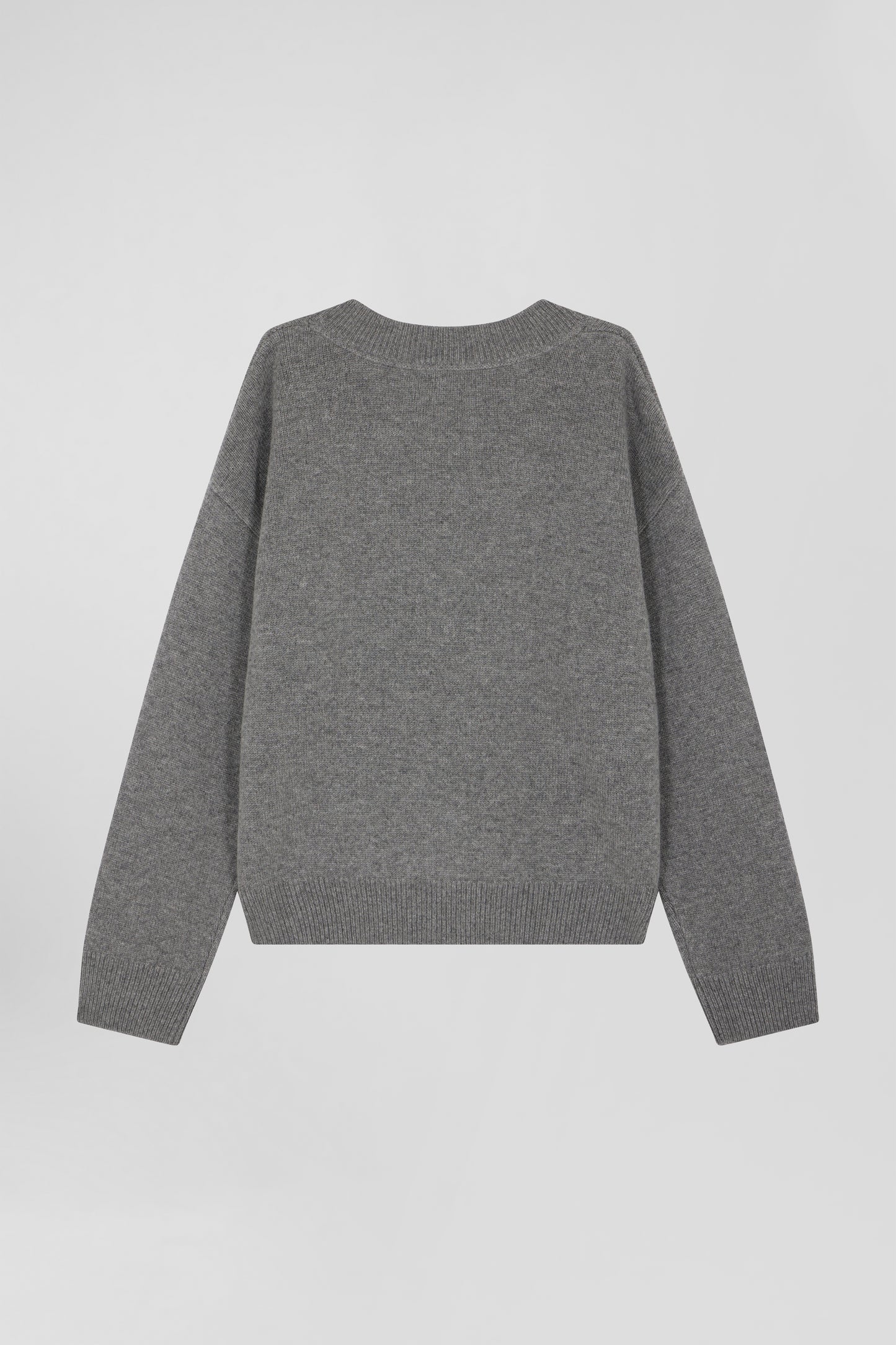 Grey wool and cashmere V-neck sweater Relaxed cut