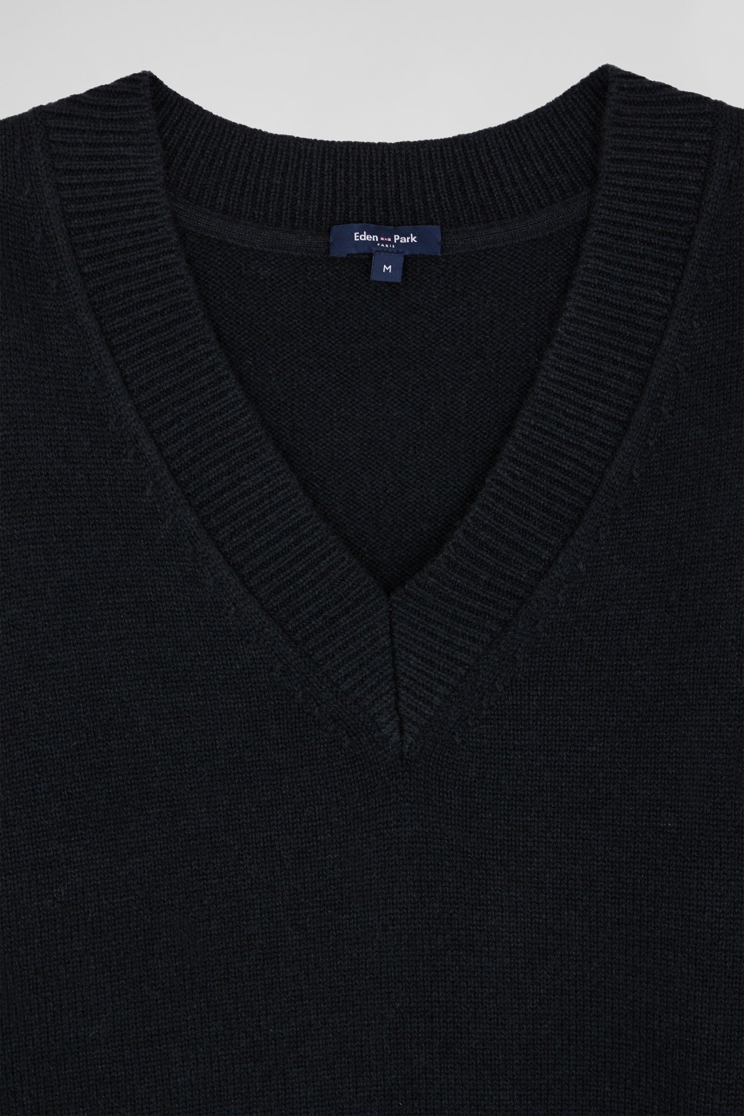 Black wool and cashmere V-neck sweater Relaxed cut