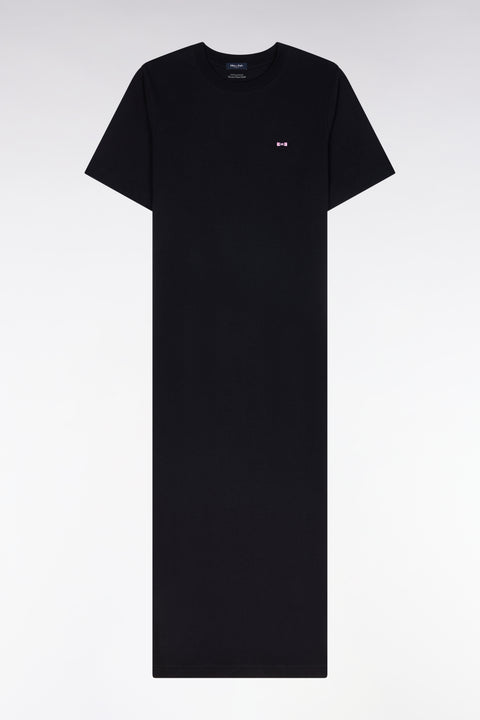 Robe T-shirt en coton Pima noir coupe droite - Image 1