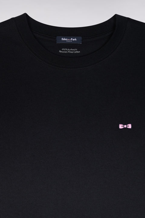 Robe T-shirt en coton Pima noir coupe droite - Image 2