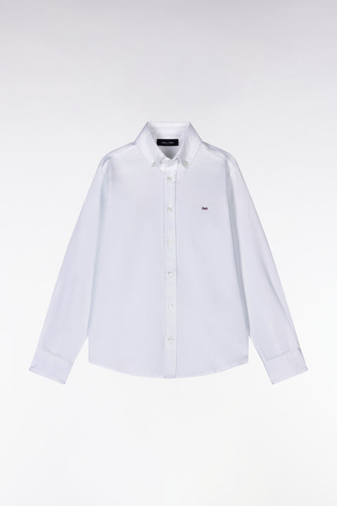 Straight-fit white cotton poplin shirt - Image 1