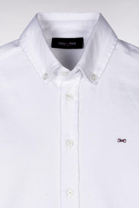 Straight-fit white cotton poplin shirt - Image 2