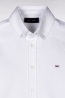 Chemise en popeline de coton blanche coupe droite