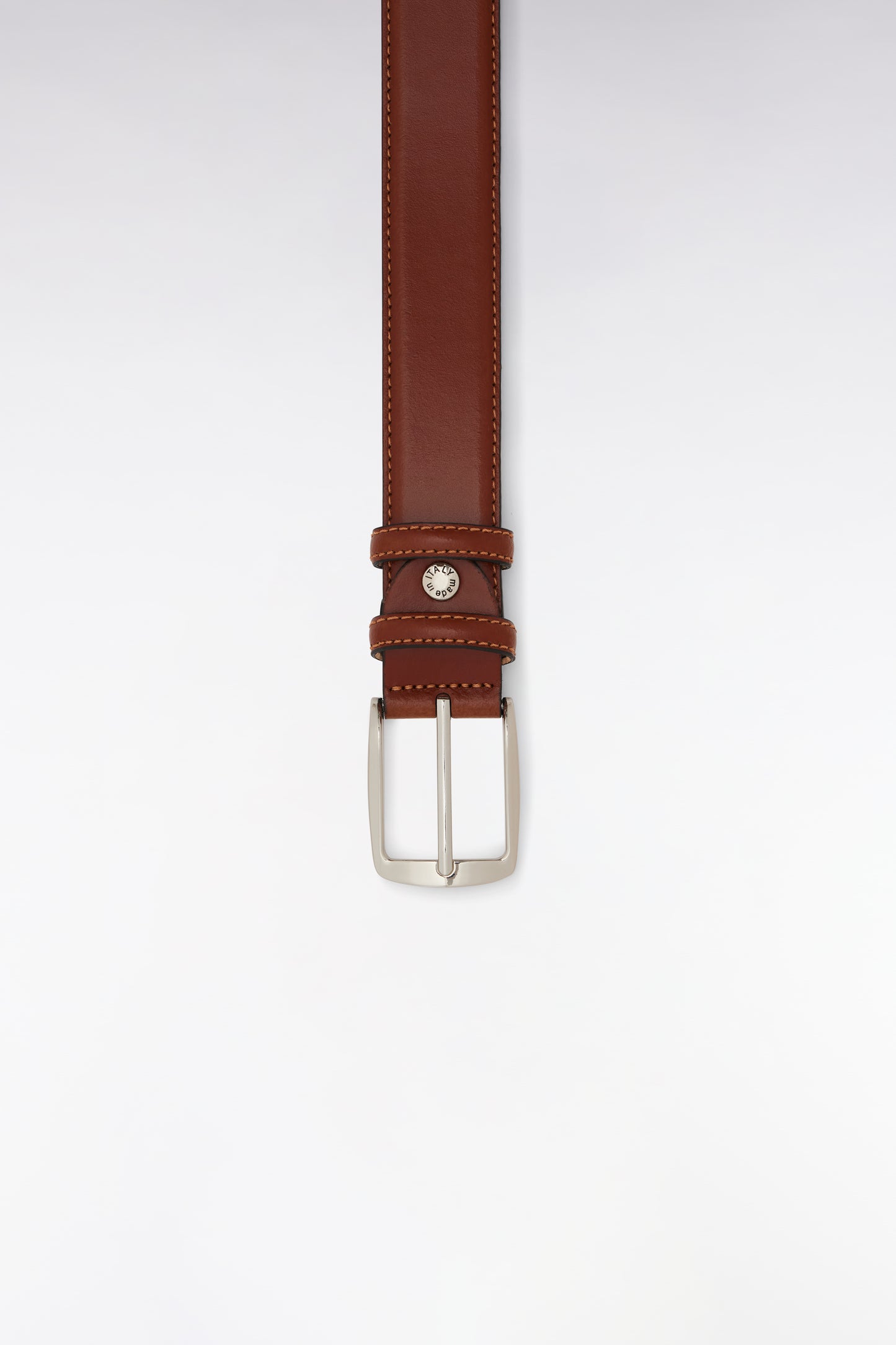 Brown smooth leather belt with double loops