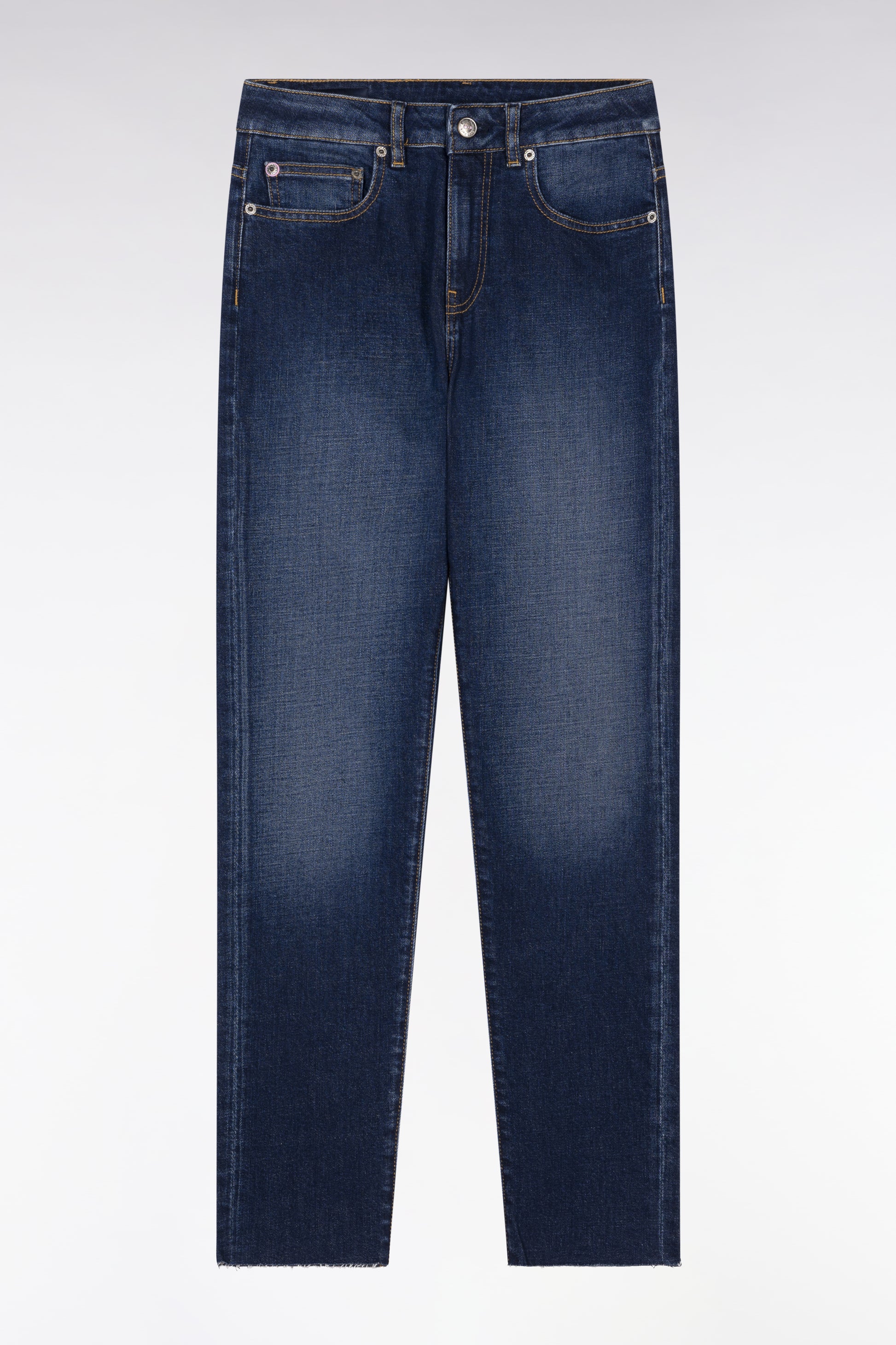 Jean 5 poches en denim stretch bleu coupe slim