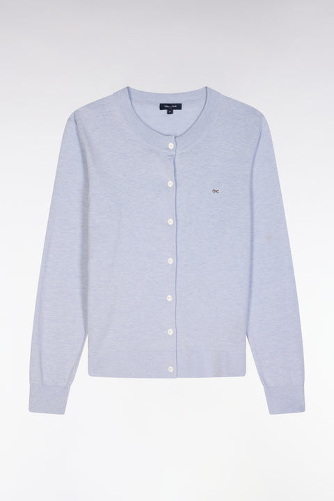 Light grey relaxed-fit cardigan in cotton-silk blend - Image 2