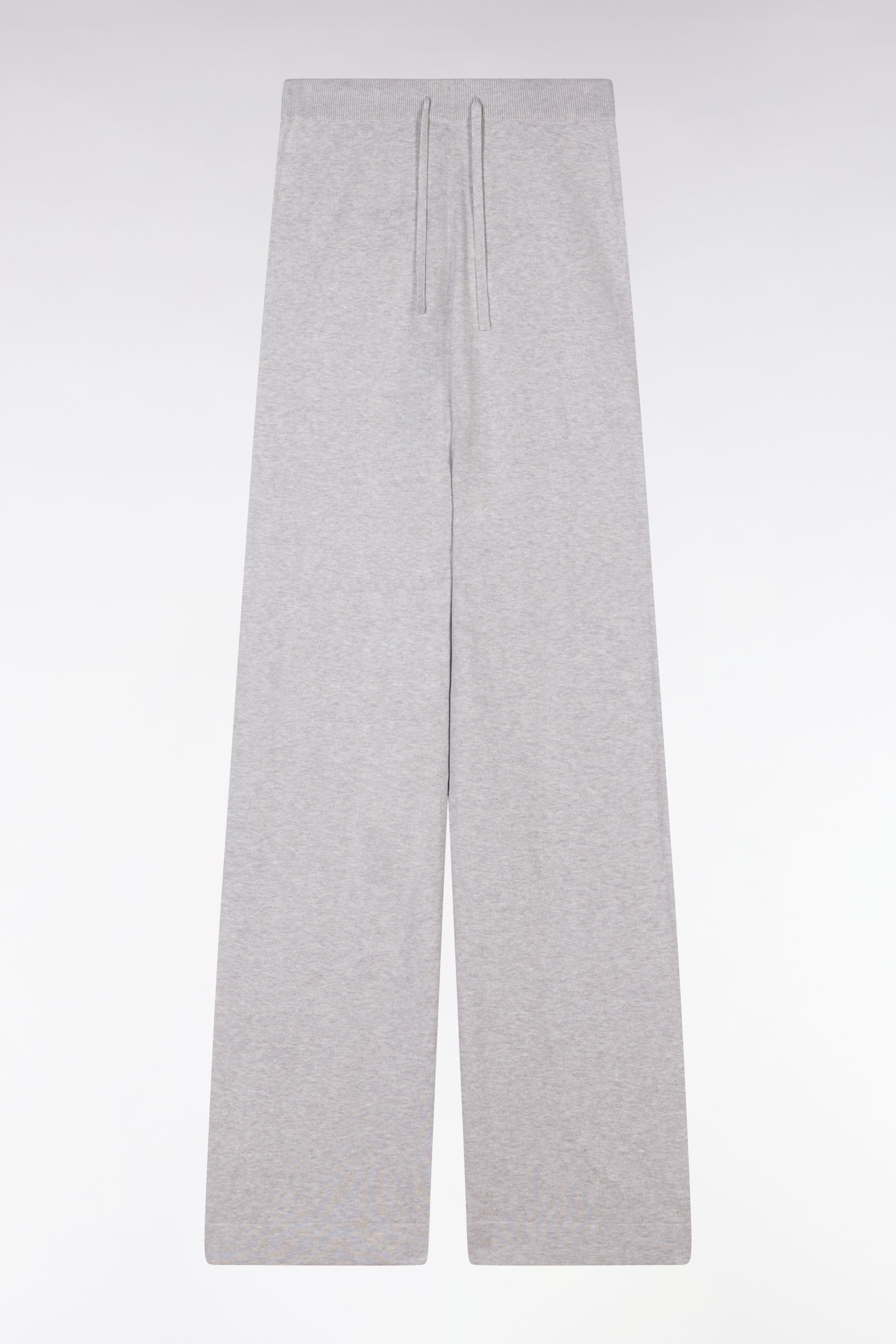 Pantalon à jambe large en coton biologique et cachemire gris coupe décontractée