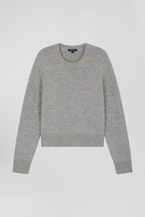 Pull col rond en laine et cachemire gris clair coupe Regular - Image 1