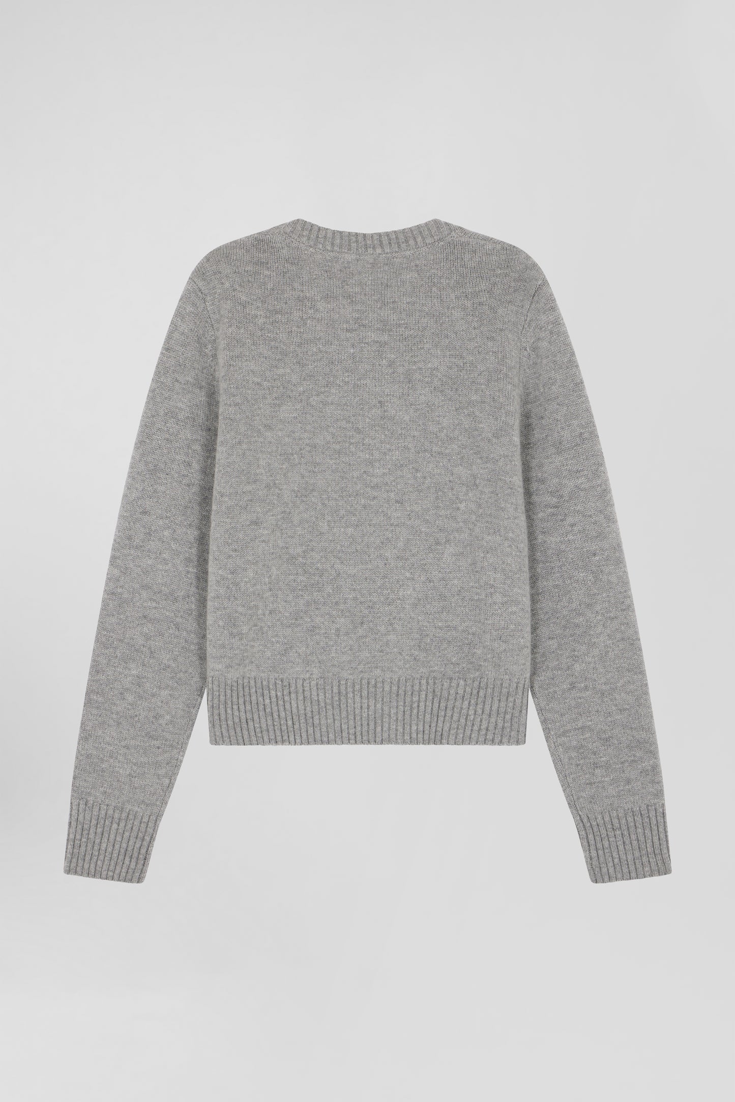 Pull col rond en laine et cachemire gris clair coupe Regular