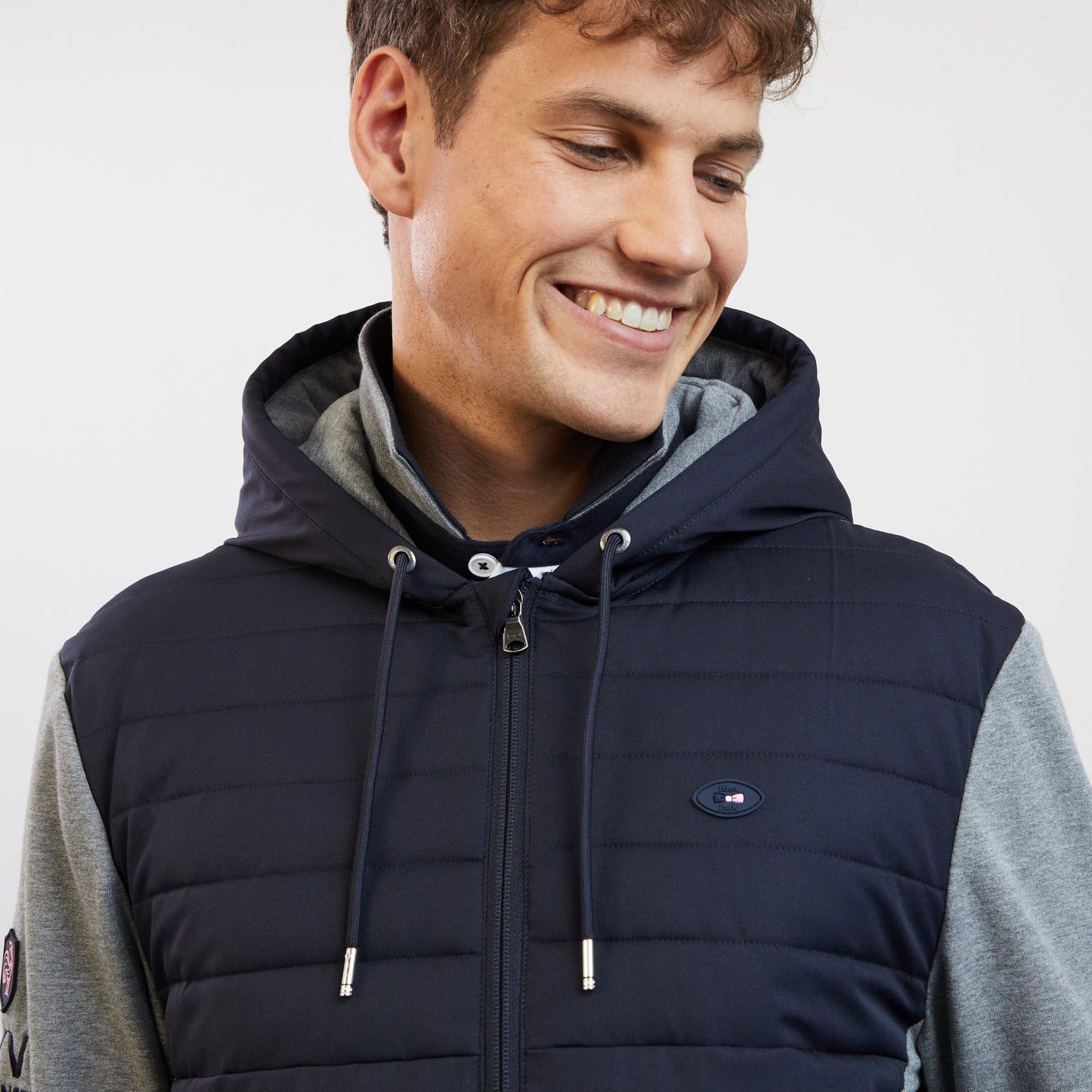 Sweat bleu foncé zippé colorblock bimatière XV de France