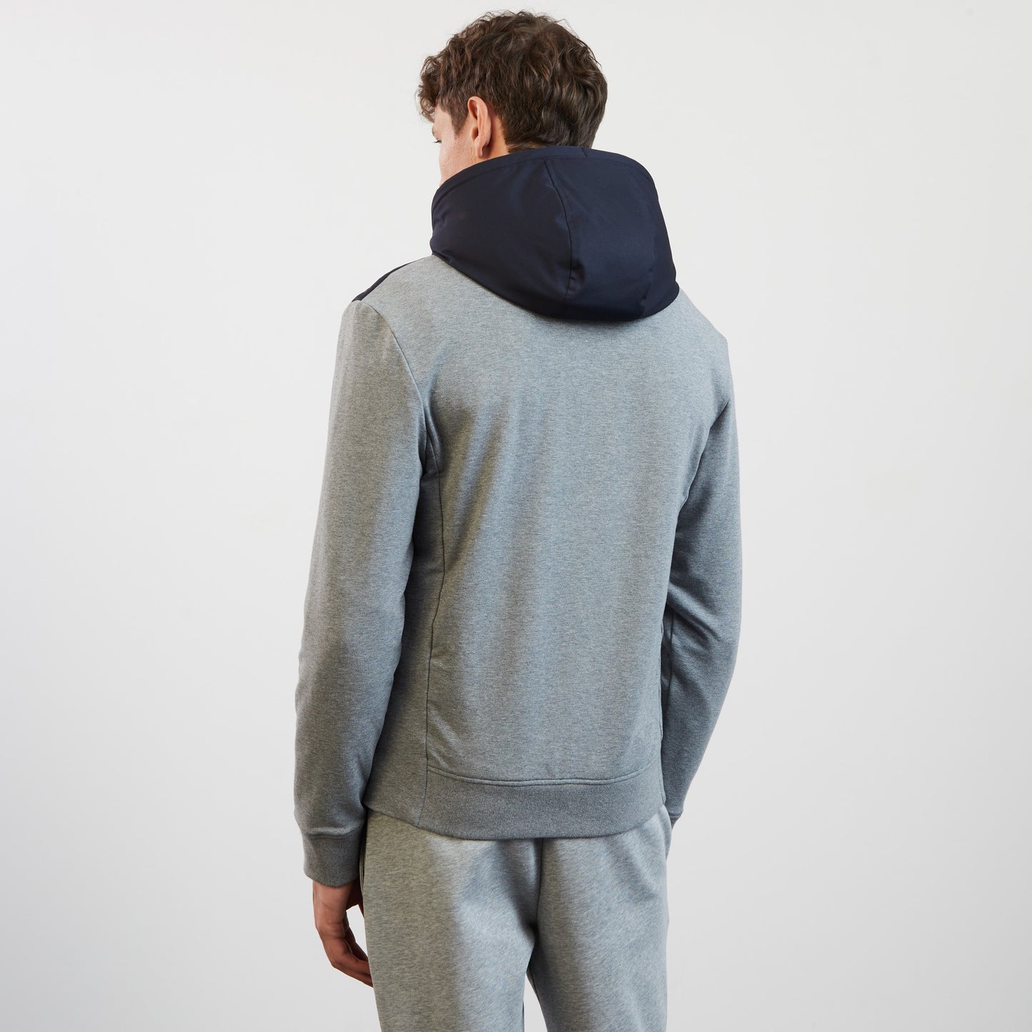 Sweat bleu foncé zippé colorblock bimatière XV de France