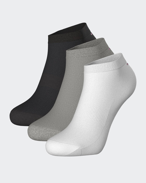 Lot de 3 paires de socquettes grises blanches et noires en coton stretch mélangé - Image 1