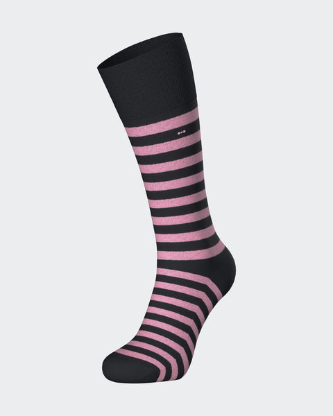 Set of three pairs of pink and navy striped socks - Image 3