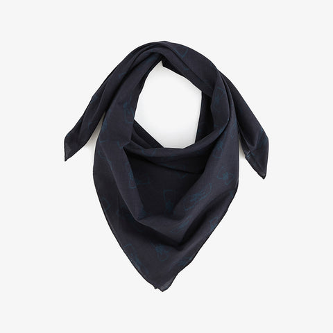 Foulard bleu marine motifs nœuds - Image 2
