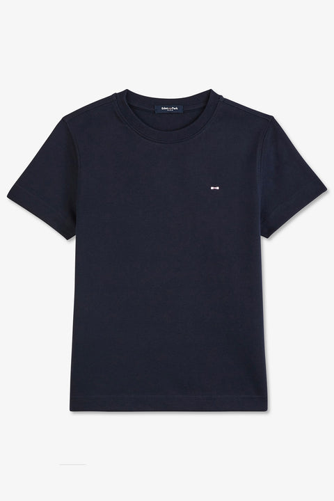 T-shirt bleu marine à broderie nœud dos - Image 1