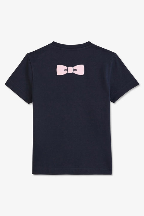 T-shirt bleu marine à broderie nœud dos - Image 2