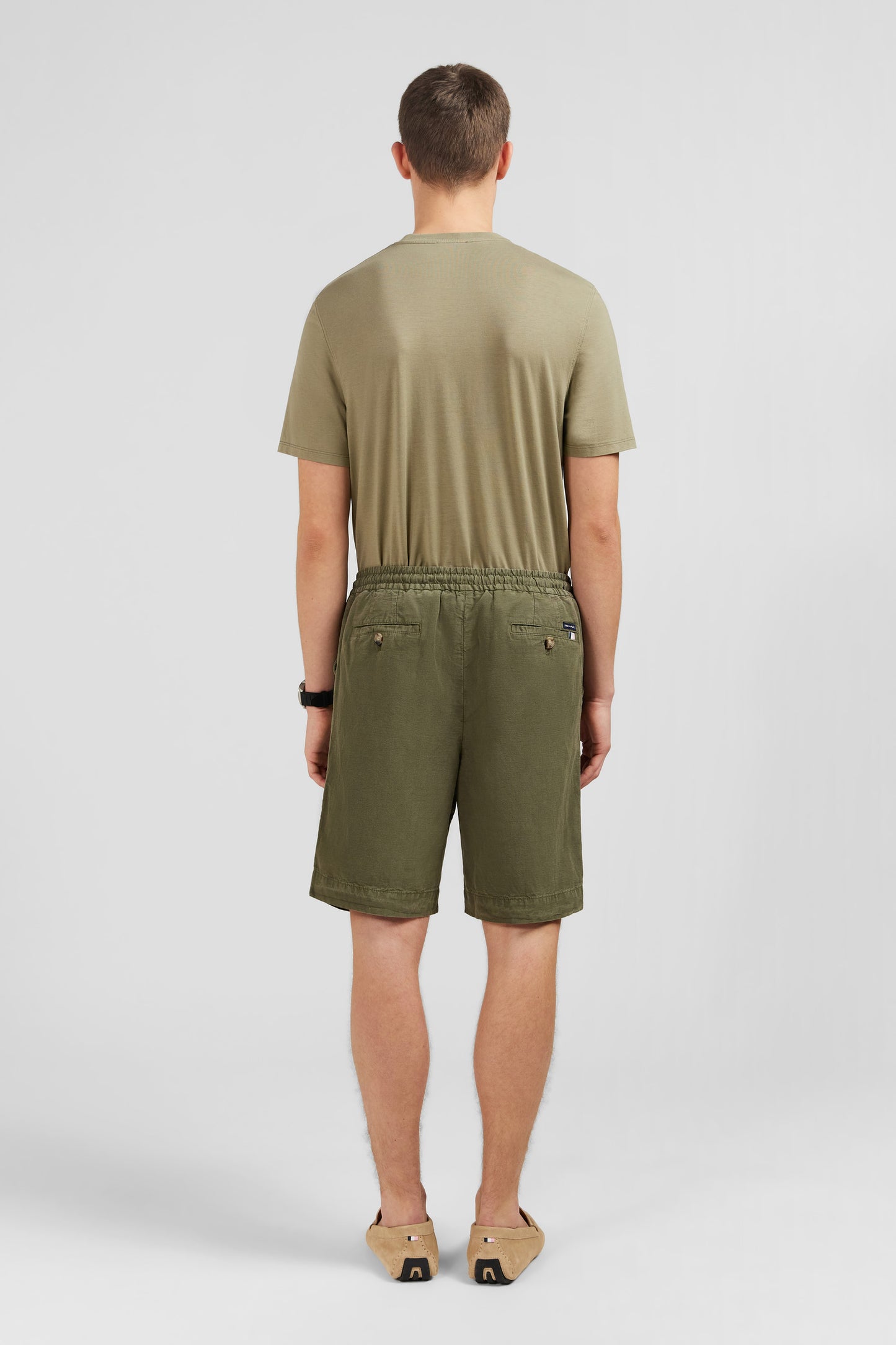 Bermuda kaki à taille élastiquée