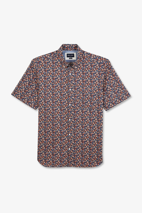 Navy blue shirt with exclusive floral print - Image 2