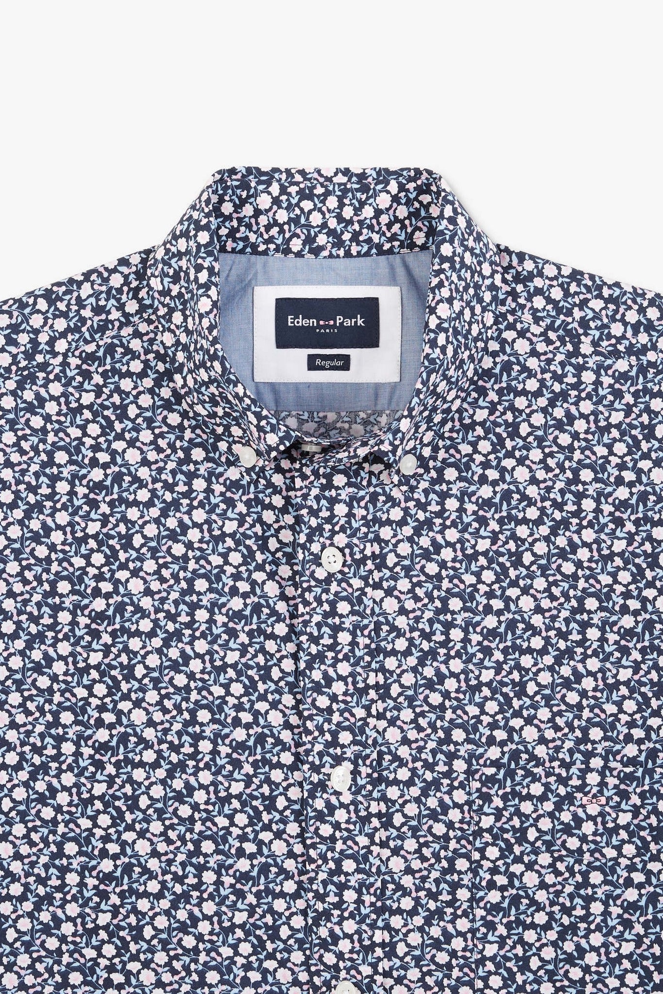 Chemisette bleu marine imprimée exclusif fleurs