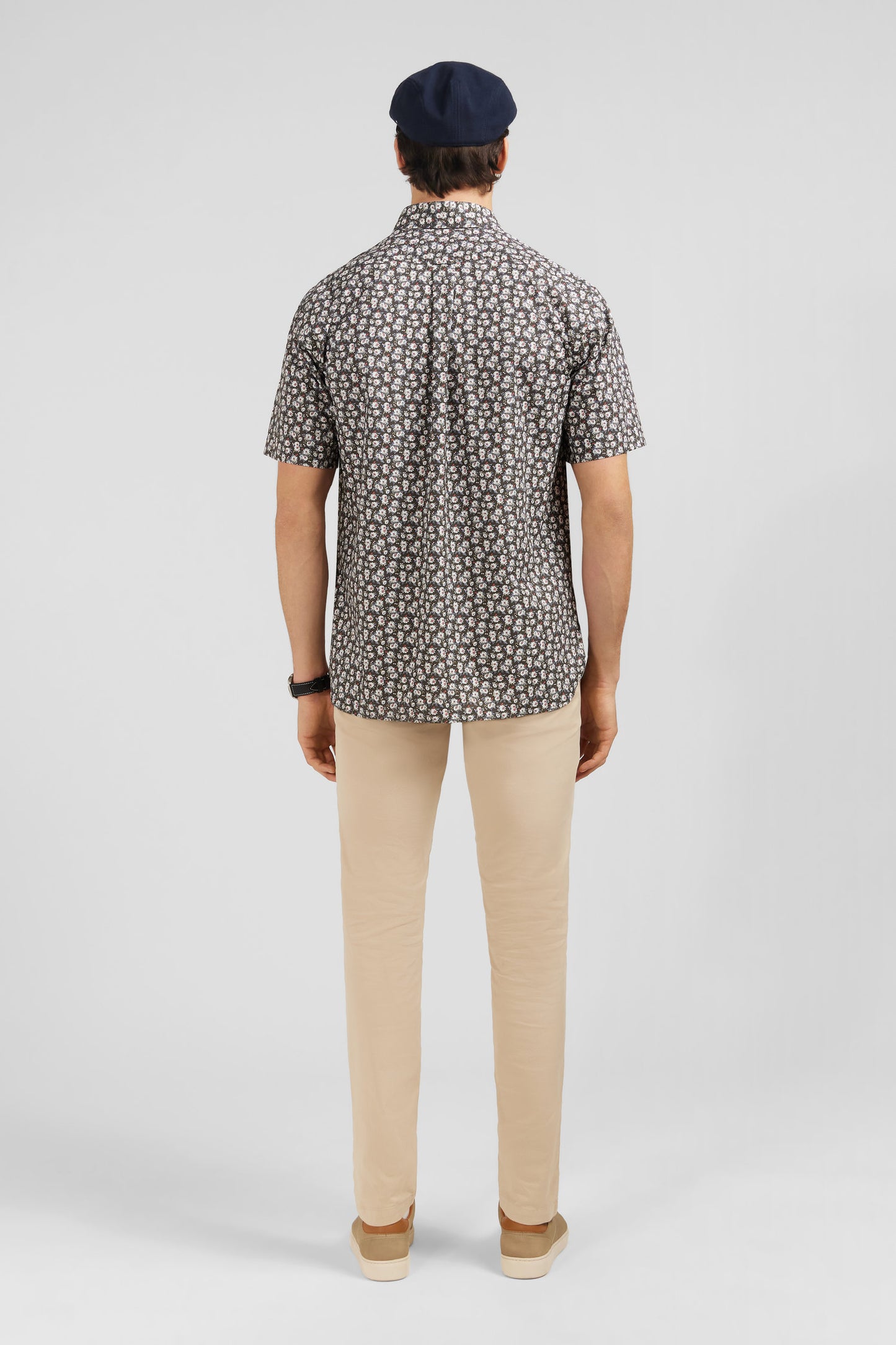 Khaki shirt with flower print