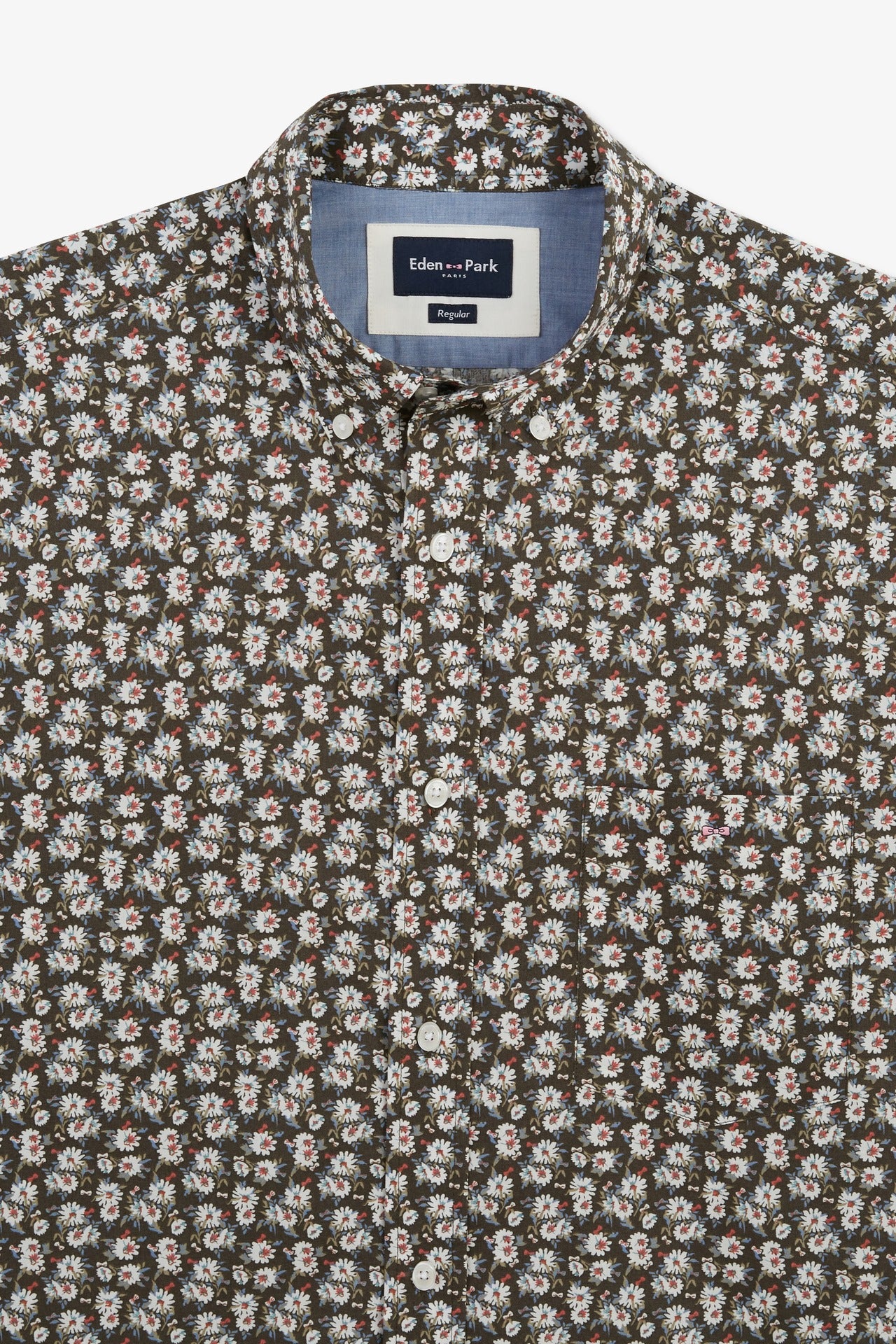 Khaki shirt with flower print