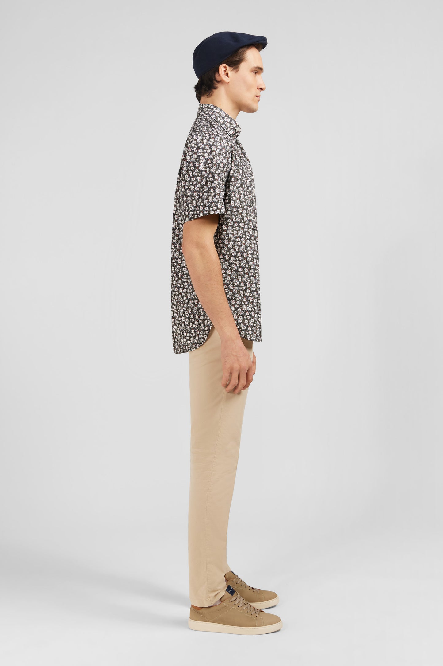 Khaki shirt with flower print