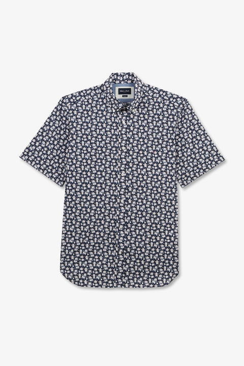 Navy blue shirt with flower print - Image 2