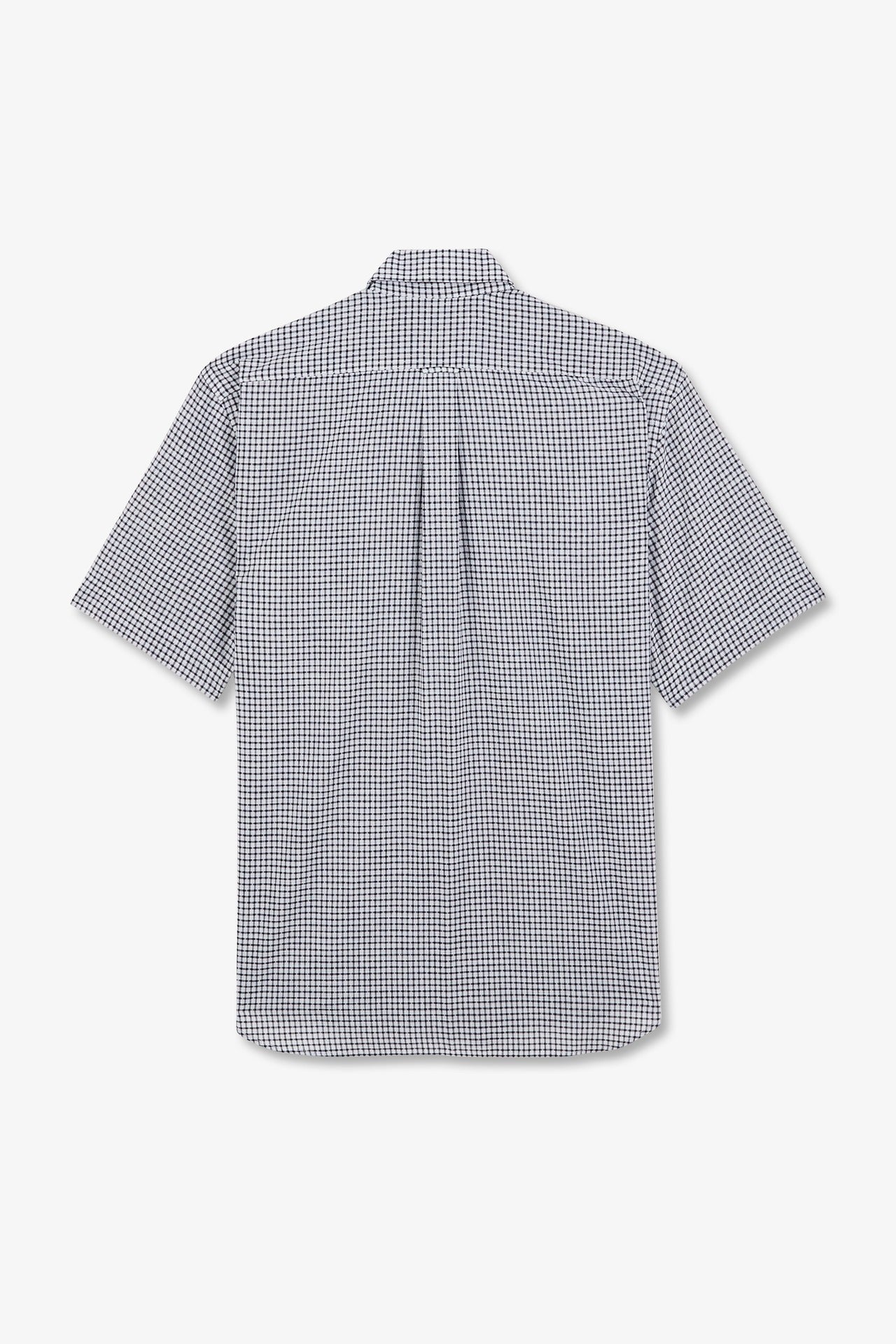 Dark blue cotton dobby checked shirt