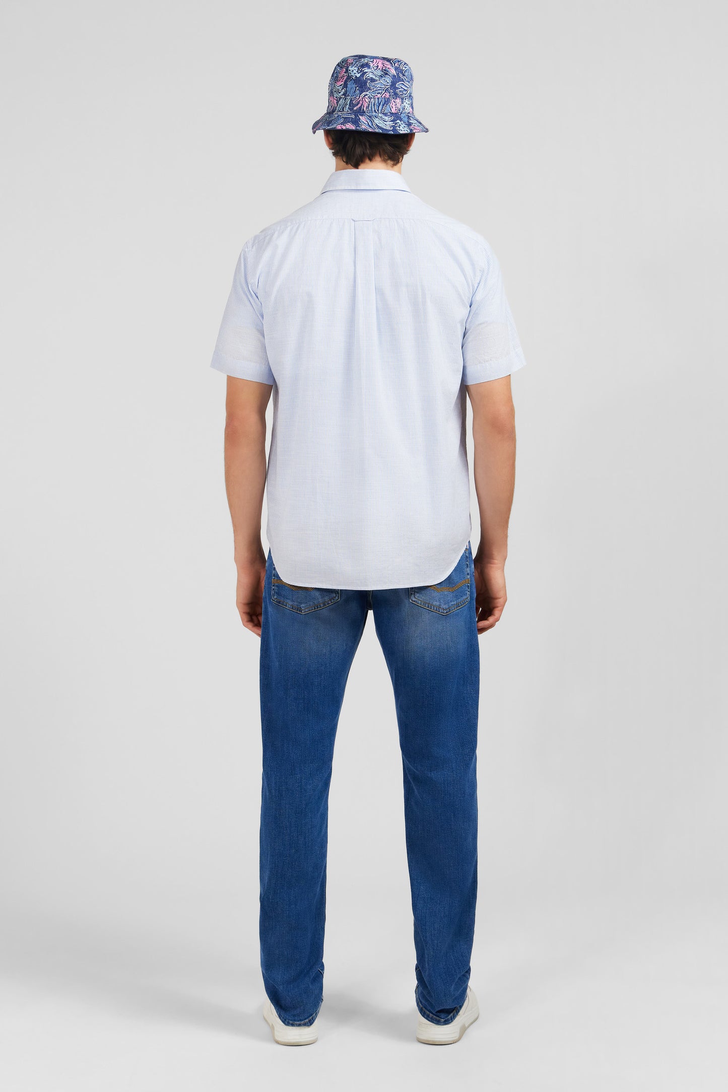 Blue striped shirt in cotton dobby