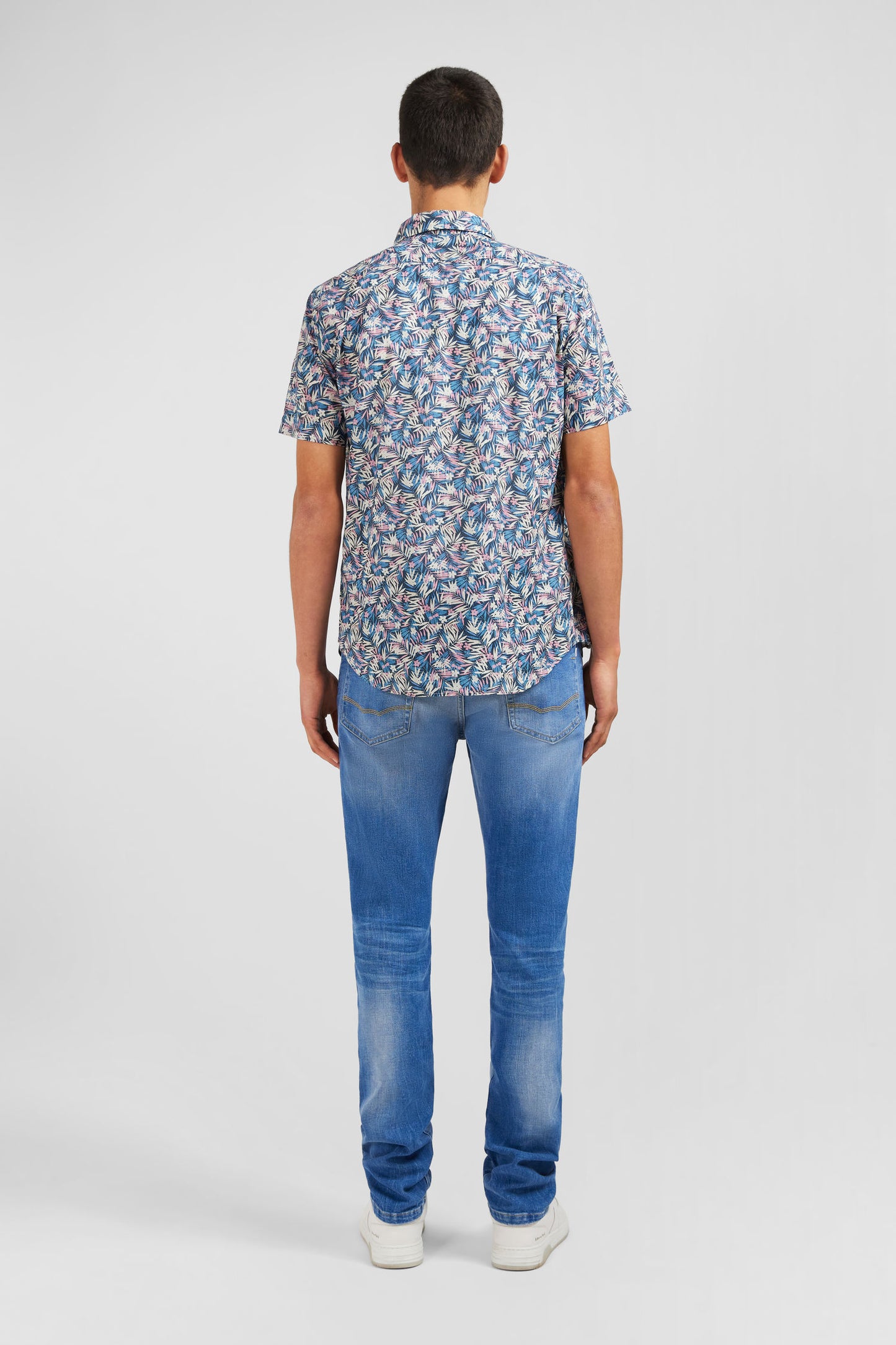 Blue shirt with exclusive floral print