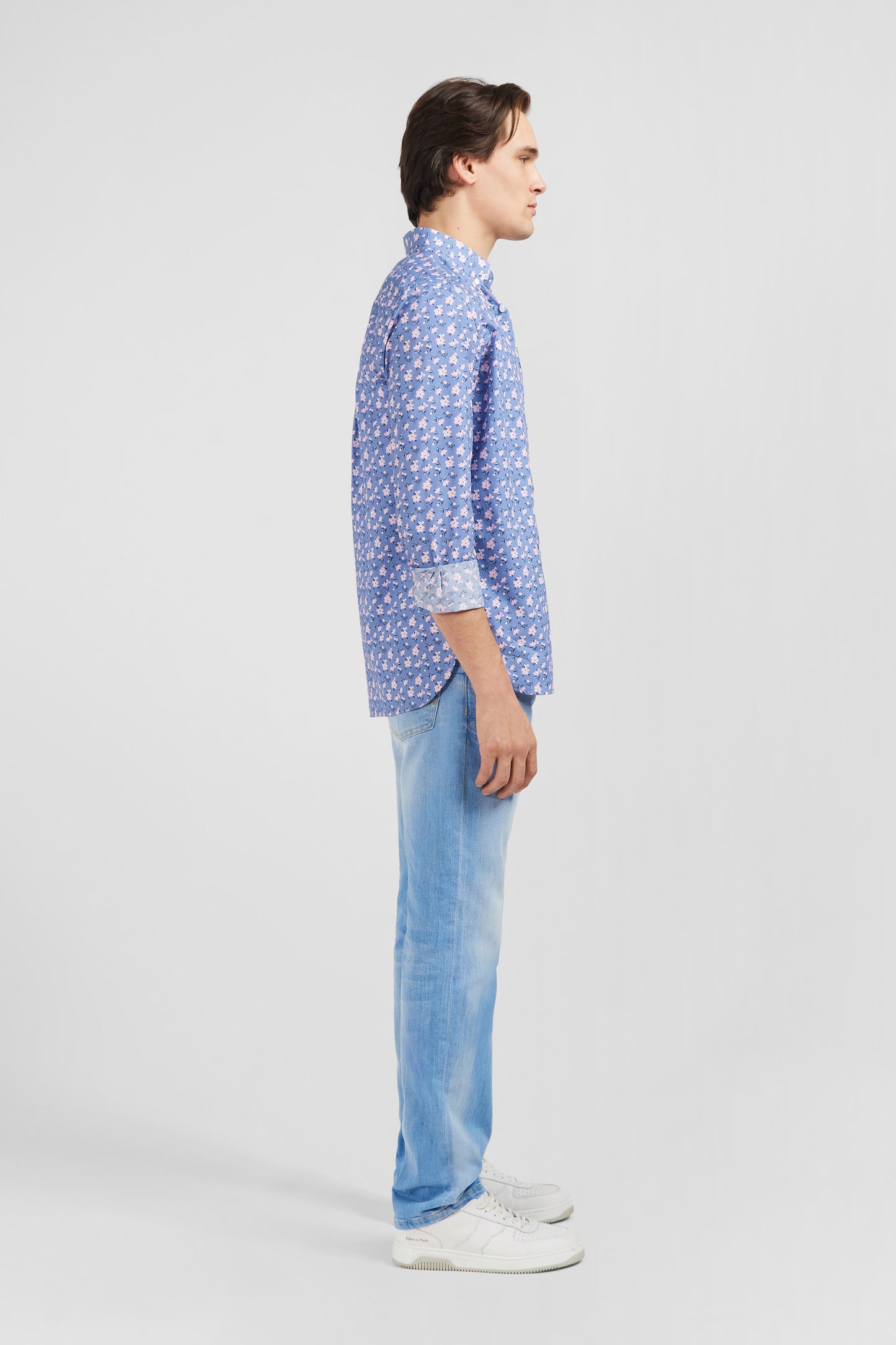 Blue shirt with exclusive floral print