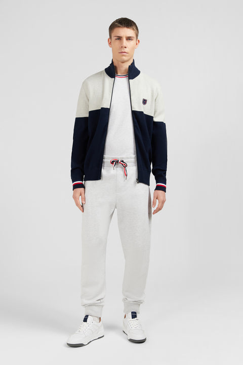 Grey colour-block zip cardigan - Image 1