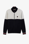Grey colour-block zip cardigan