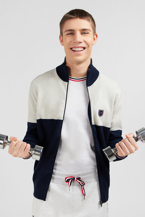 Grey colour-block zip cardigan - Image 3