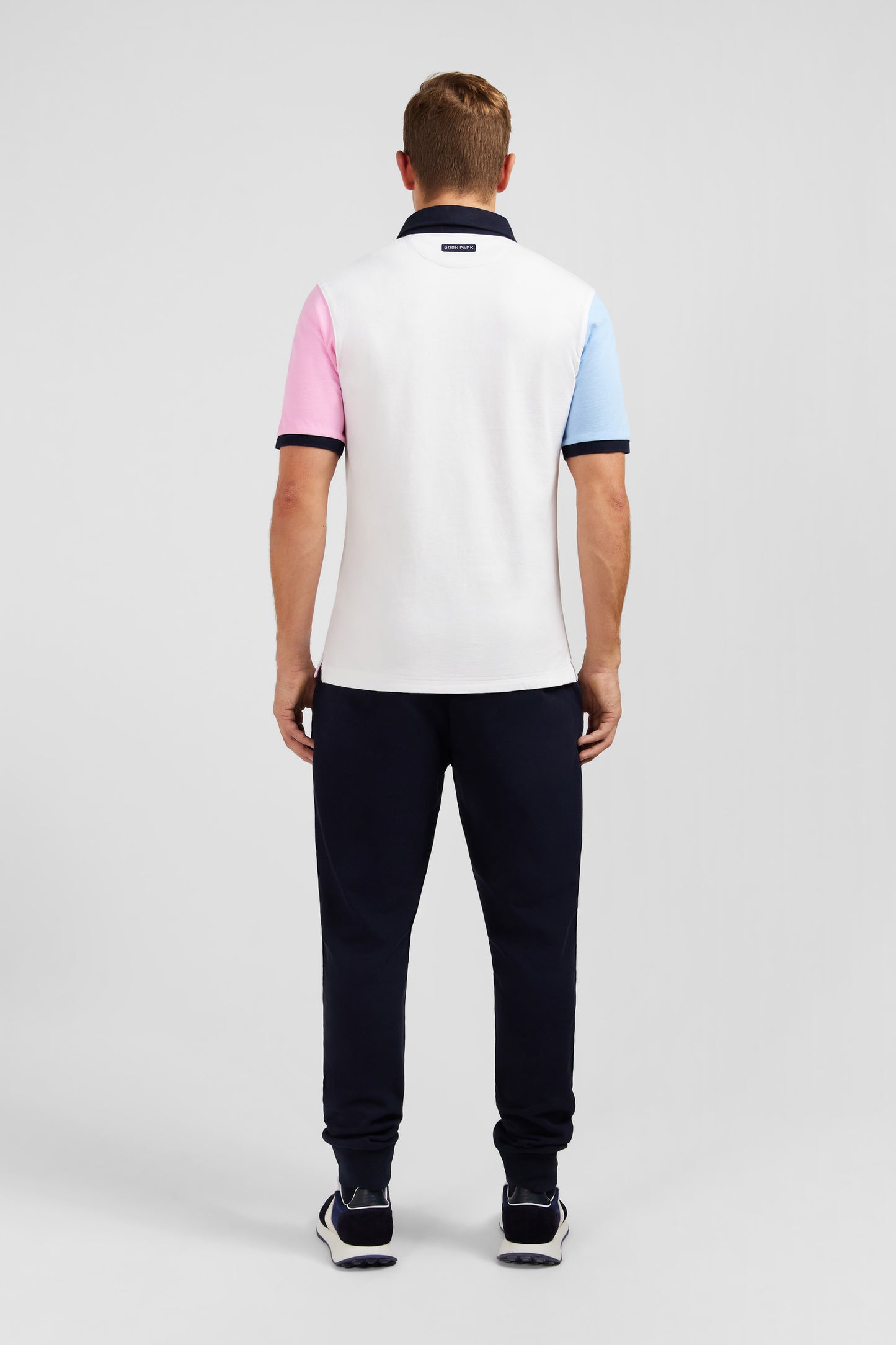 White colour-block polo shirt