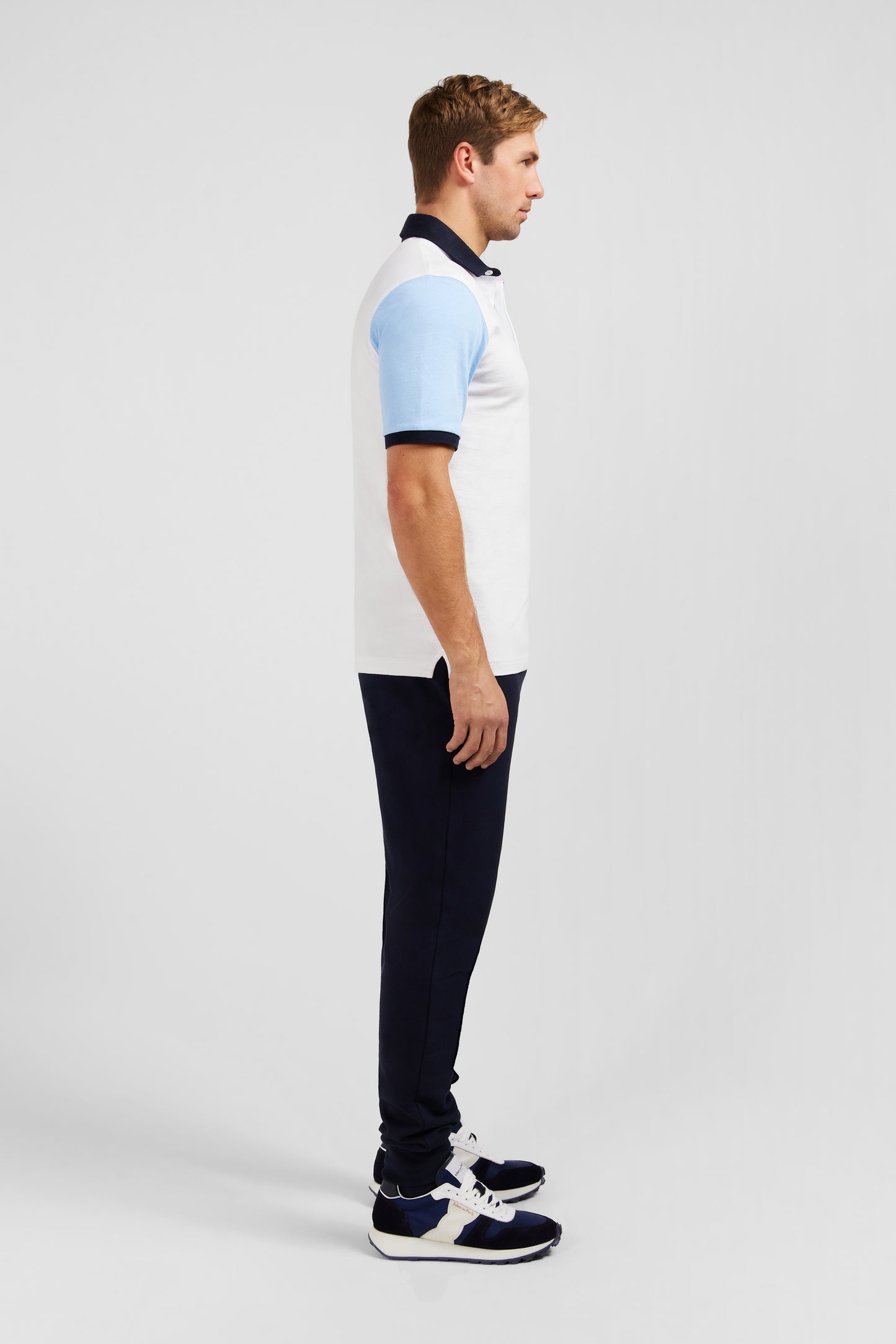 White colour-block polo shirt