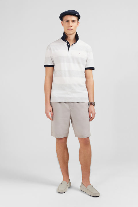 White striped short-sleeved polo shirt - Image 1