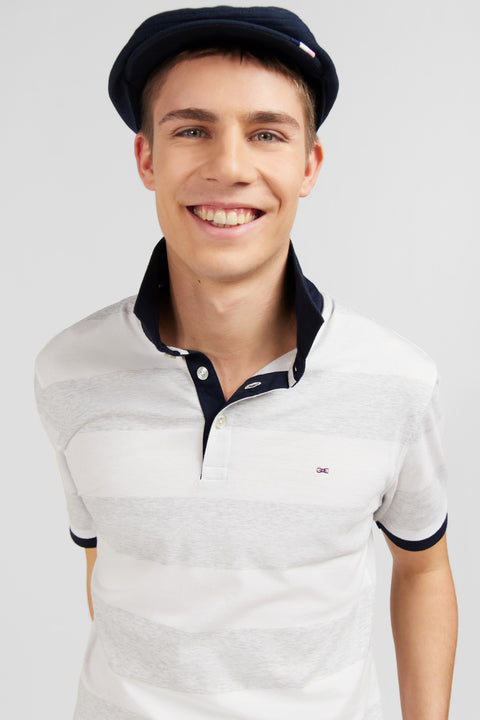 White striped short-sleeved polo shirt - Image 3