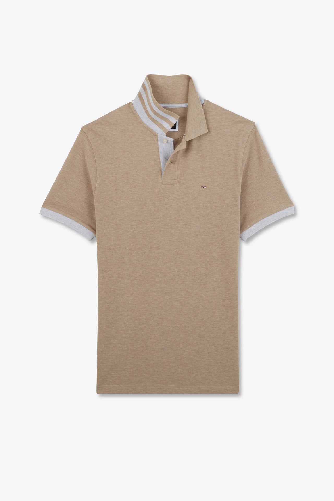 Beige short-sleeved polo shirt