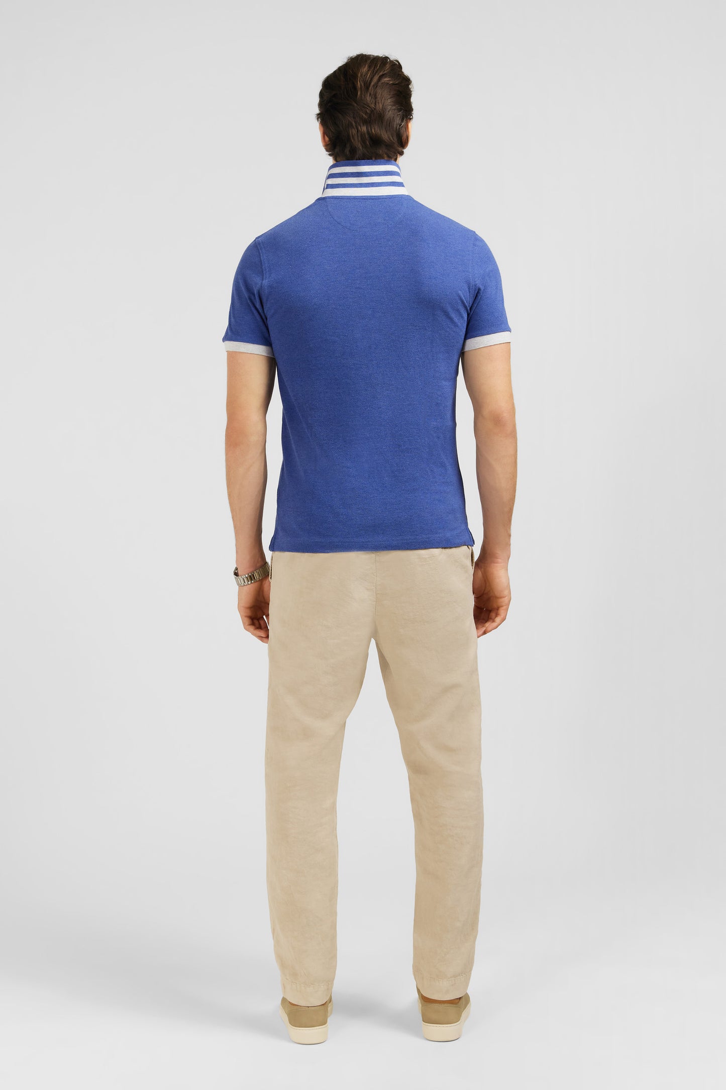 Blue short-sleeved polo shirt