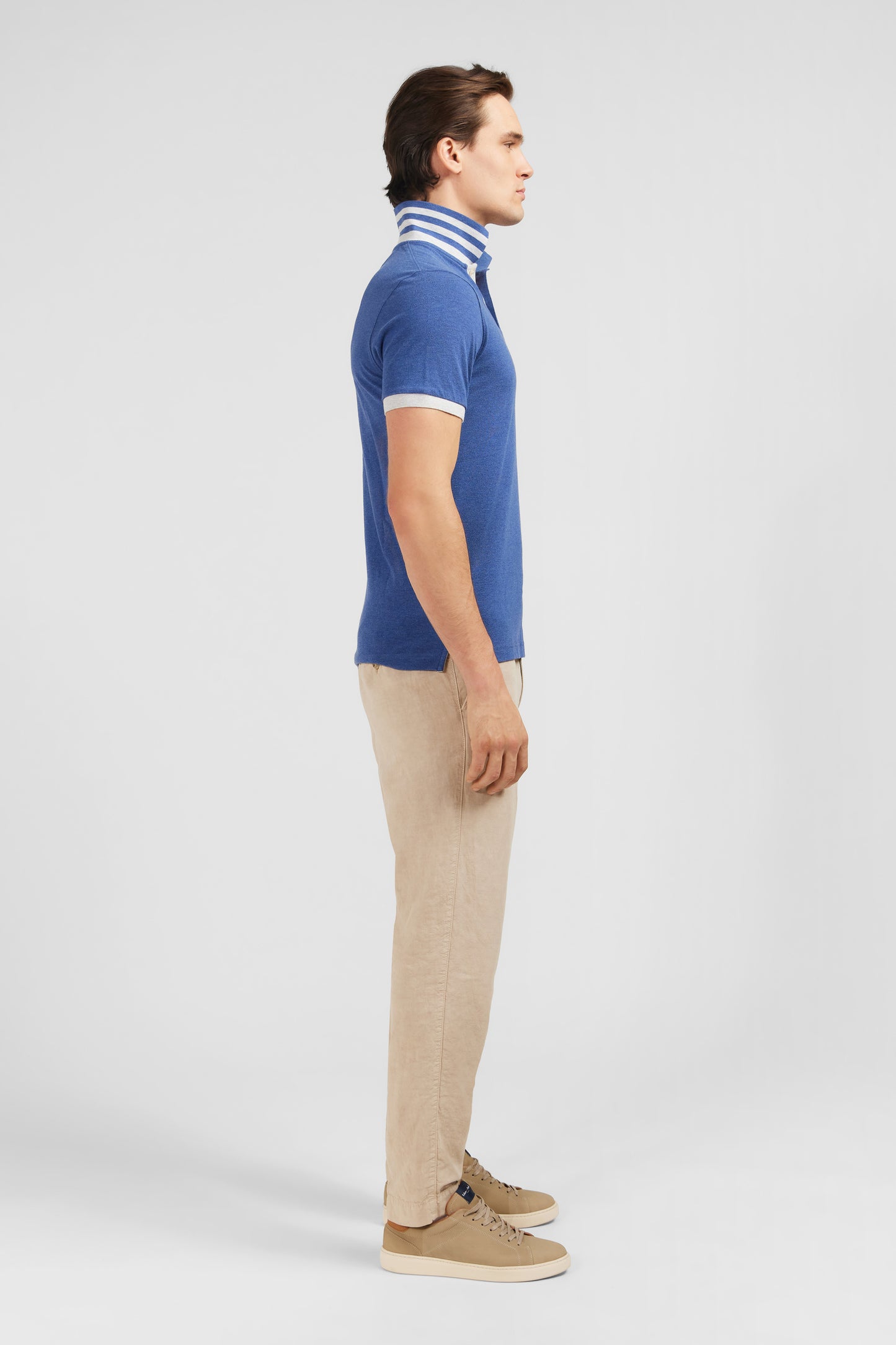 Blue short-sleeved polo shirt